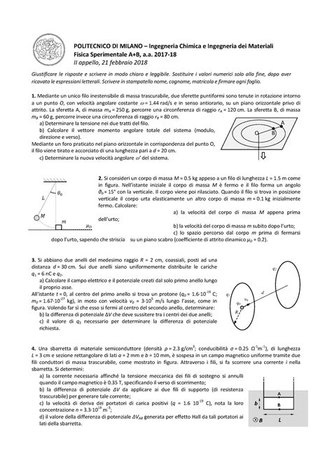 Esame 21 Febbraio Domande Risposte Politecnico Di Milano Ingegneria