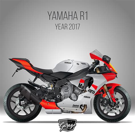 Yamaha R1 Marlboro Ilustración De Motos