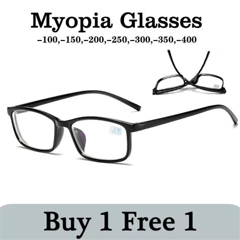 Buy 1 Free 1 100 To 400 Finished Myopia Glasses Men Tr90 Myopia Eyeglasses Nearsighted