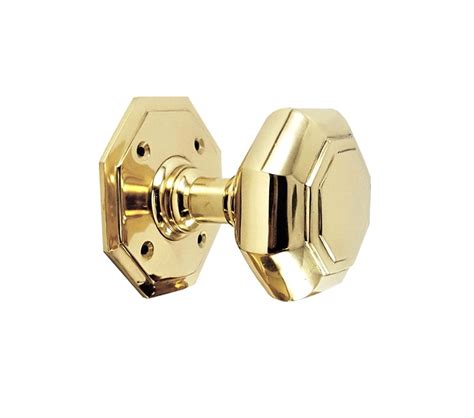 Spira Brass Octagonal Mortice Rim Door Knobs Polished Brass