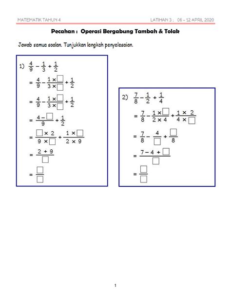 Latihan Pecahan Tahun 4 2020 Soalan Matematik Tahun 4 Tajuk Masa Dan