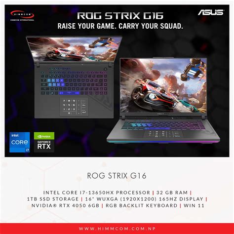 Asus ROG Strix G16 | Core I7-13th Gen | 32GB RAM | 1TB SSD | RTX 4050 6GB Graphics | 16″ 165Hz ...