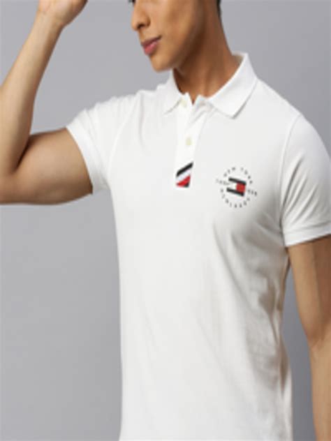 Buy Tommy Hilfiger Men White Solid Slim Fit Polo Collar Organic Cotton