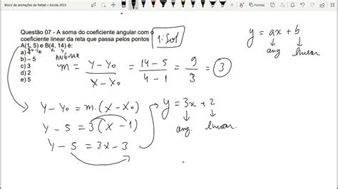 Geometria Analítica A Soma Do Coeficiente Angular Com O Coeficiente