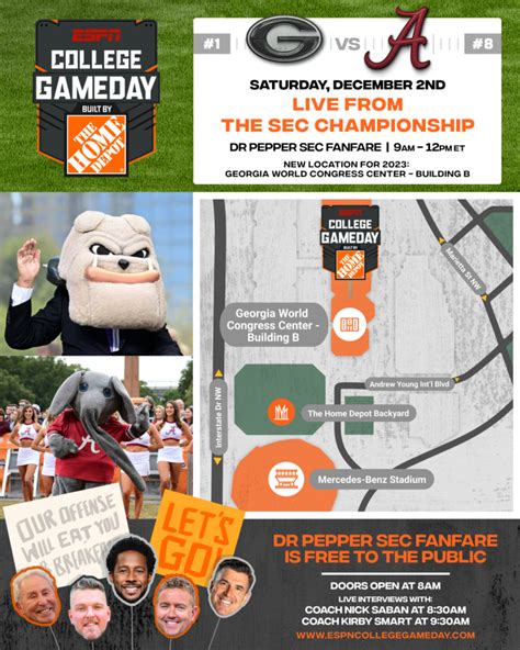 Espns College Gameday Built By The Home Depot Travels To Atlanta For