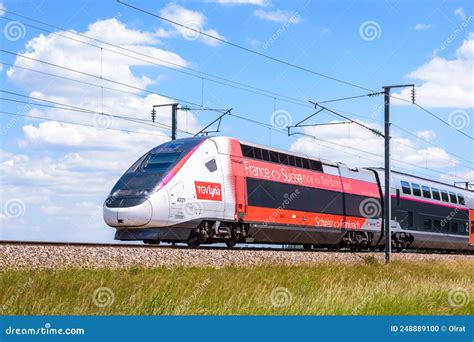 A Tgv Lyria High Speed Train Leaving Geneva Station Editorial Image