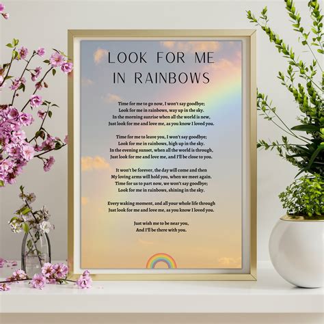 Look For Me In Rainbows Funeral Poem Memorial Gift Loved Etsy Australia