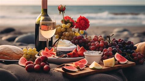 Premium AI Image | romantic picnic on the beach