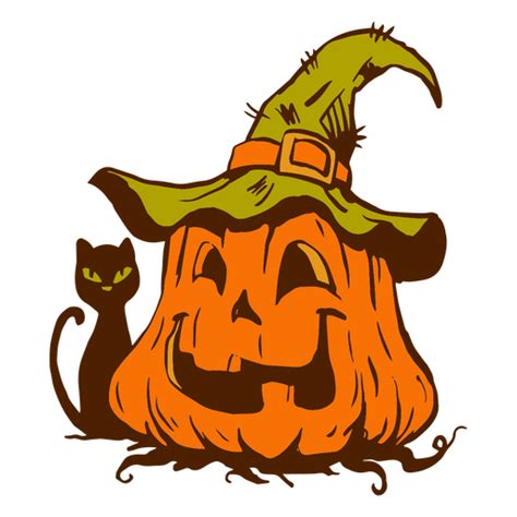 Halloween Jack O Lantern And Black Cat Cartoon Png And Svg Design For T Shirts