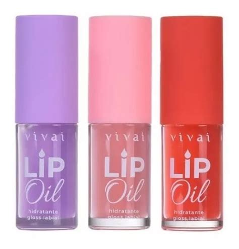 Kit 3 Lip Oil Gloss Hidratante Vivai Uva Melancia Morango