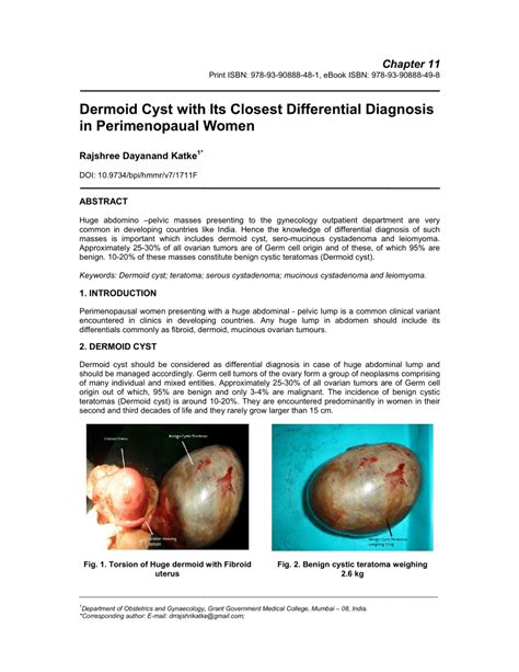 Pdf Dermoid Cyst With Its Closest Differential Diagnosis In