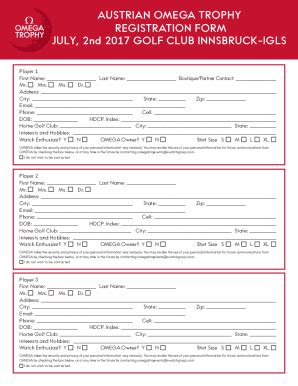 Fillable Online AUSTRIAN OMEGA TROPHY REGISTRATION FORM JULY 2nd 2017