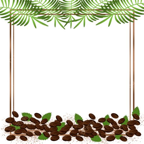 Border Coffee With Leaves Brown Coffee Coffee Beans Coffee Png