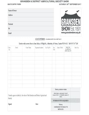 Fillable Online GOATS ENTRY FORM Fax Email Print PdfFiller