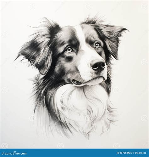 Minimalist Hand Drawn Australian Shepherd Head Profile Image Stock