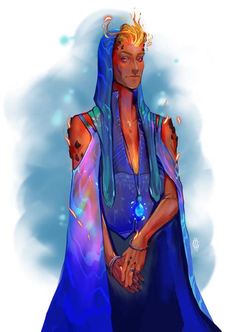 [oc] Fire Genasi That Worships A Water Deity R Characterdrawing