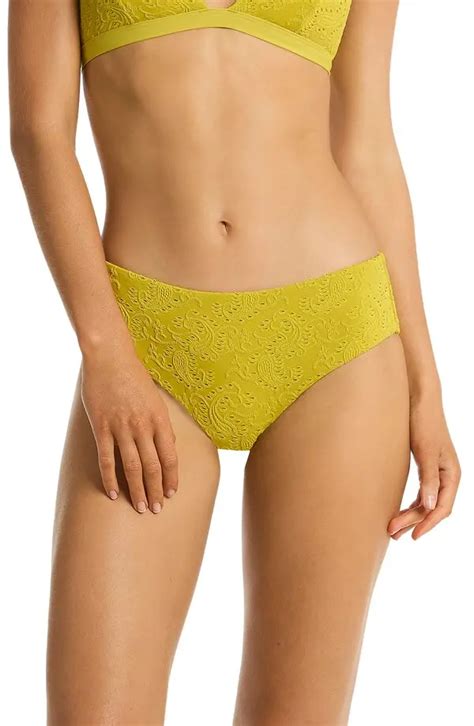 Sea Level Interlace Mid Bikini Bottoms Chartreuse Editorialist