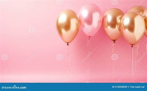 Pink and Gold Balloons for Party and Celebration, Ai Stock Illustration ...