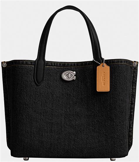 Coach Black Denim Willow 24 Tote Bag Dillards