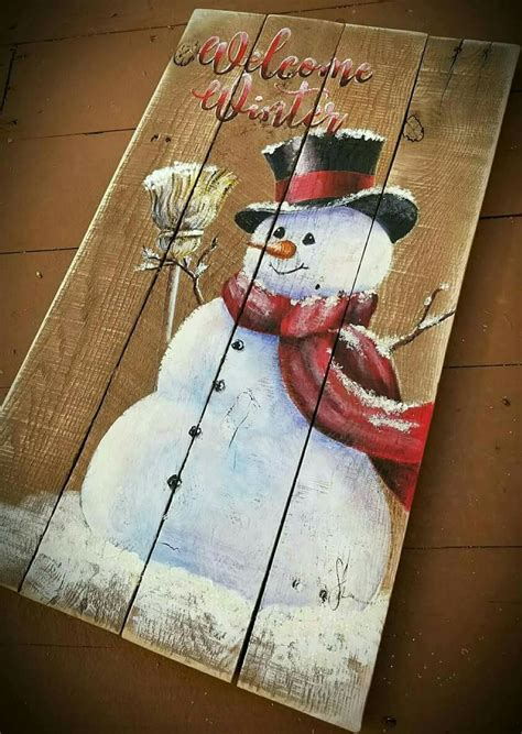 Snowman Wooden Sign For Christmas