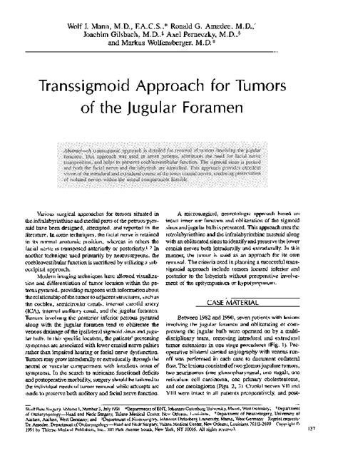 Pdf Microsurgical Anatomy Of The Jugular Foramen Michel Piotin