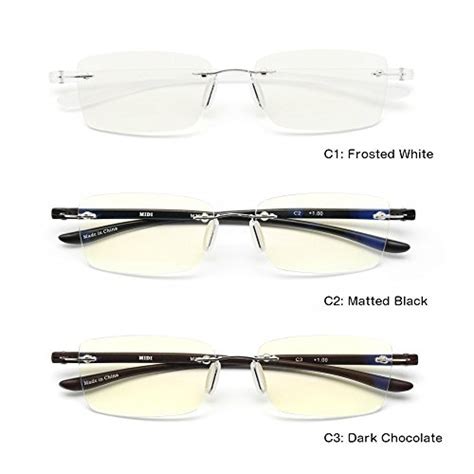 Midi Blue Light Blocking Rimless Reading Glasses For Men Blue Light Filter Glasses 2 50 Dark