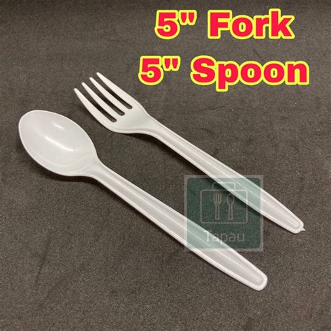 Tapau Tea Spoon Fork Pcs White Tage Disposable