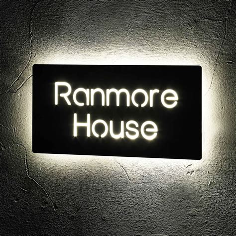 Illuminated House Sign Modern Led House Number Etsy Uk