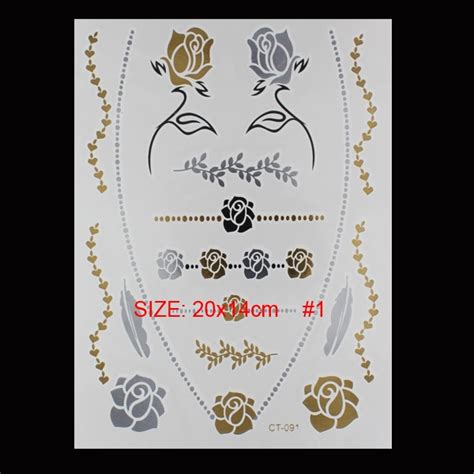 New Hot Fashion Metalic Metal Temporary Tattoo Jewelry Flash Tattoos