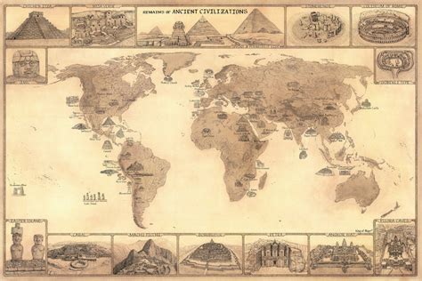 ANCIENT CIVILIZATIONS HAN-DRAWN MAP - Over 60 ancient sites!! – King of ...