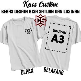 Jual Baju Kaos Custom Sablon Depan Belakang 2 Sisi Bebas Pakai Logo Dan