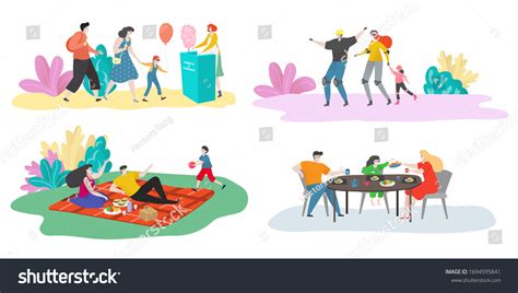 Family Time Vector Illustration Set Cartoon Stock Vector (Royalty Free) 1694595841 | Shutterstock