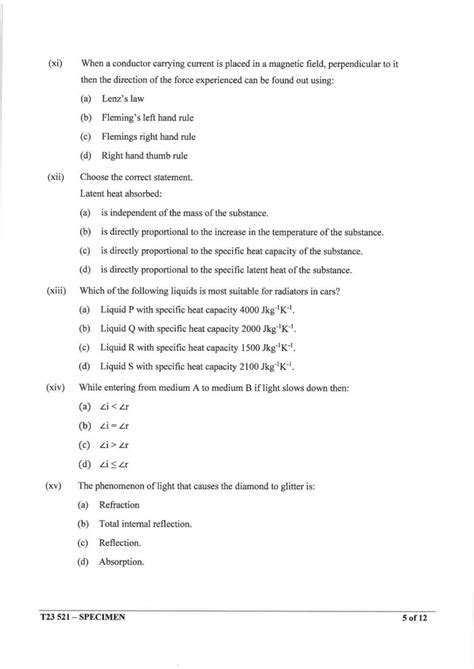 Icse Class 10 Physics Sample Paper Indcareer Schools