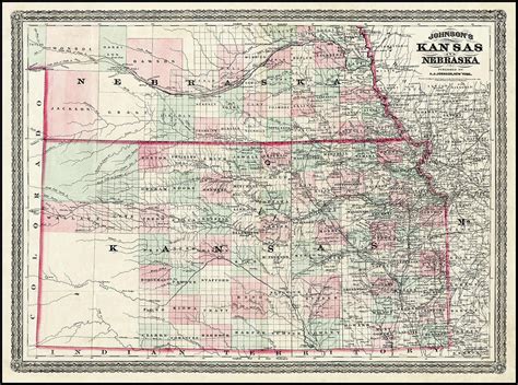 Historical Map Kansas And Nebraska Photograph By Carol Japp Fine