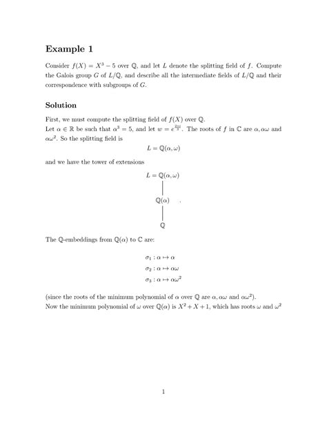 4. Galois theory Galois group examples - Example 1 Considerf(X) =X 3 −5 ...