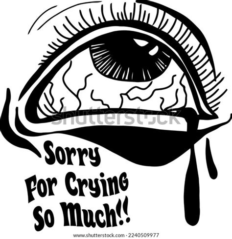 Cute Eye Crying Tattoo Style Silhouette Stock Vector (Royalty Free ...