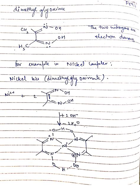 Which Atoms Are The Electron Donors In Dimethylglyoxime Bidentate Ligand