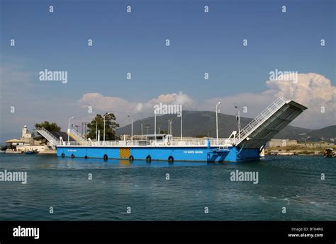 Floating Bridge Lefkada Town Lefkada Ionian Island Greece Stock