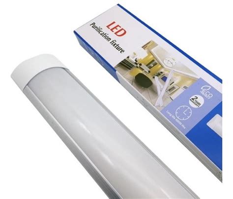 Tubo Led Empavonado Regleta Redonda Con Base W Cms Fria Blanca