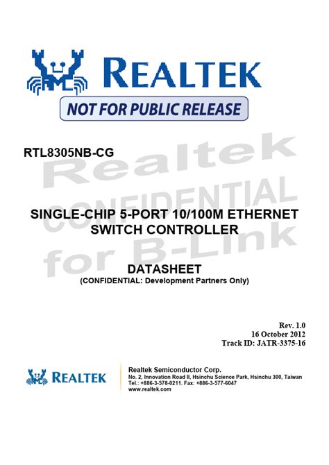 RTL8305NB CG Datasheet Controller Equivalent Realtek