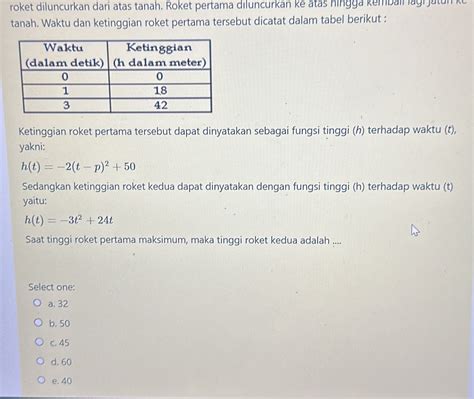 Solved Roket Diluncurkan Dari Atas Tanah Roket Pertama Diluncurkan Ke