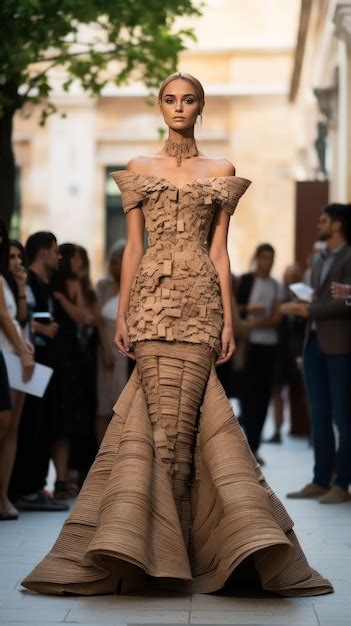 Premium Ai Image Woman Wearing Cork Dress At Italian Fashion Show