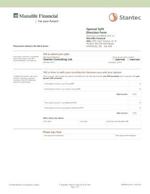 Fillable Online Spousal Split Direction Form Groupsavings Manulife