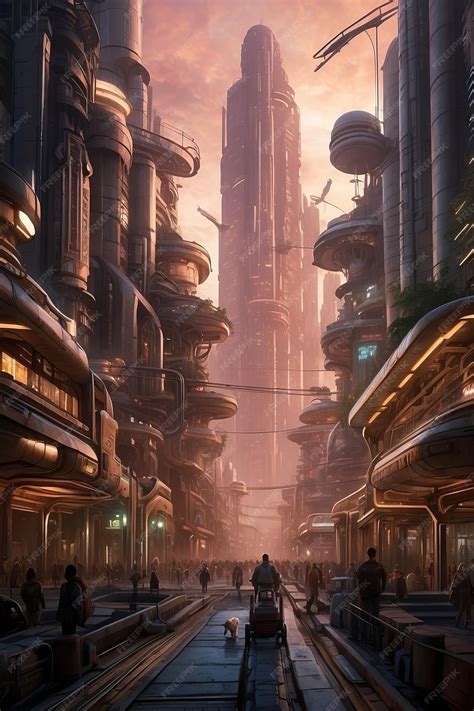 Premium Photo Vast Intricately Rendered Atompunk Metropolis Main