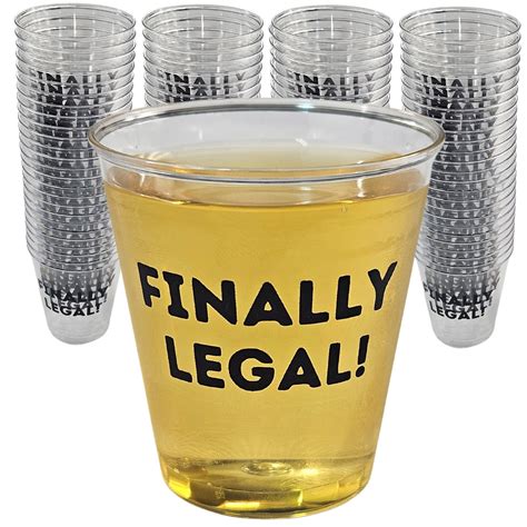 Cloverjoyed Finally Legal 21st Birthday Plastic Shot Glasses 100 Pack Disposable Shot Cups For