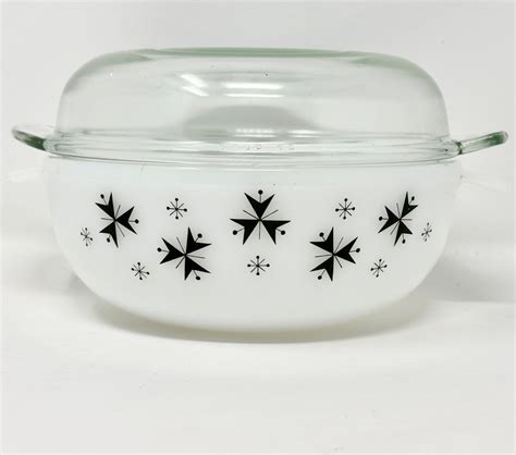 Rare Black Phoenix Pyrex Sputnik Opalware Zodiac Atomic Space Age Era