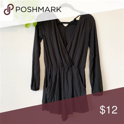 Black Cotton Romper With Pockets