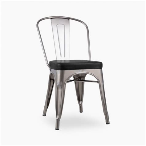 Tolix Style Metal Dining Chair Black Gunmetal Cult Furniture