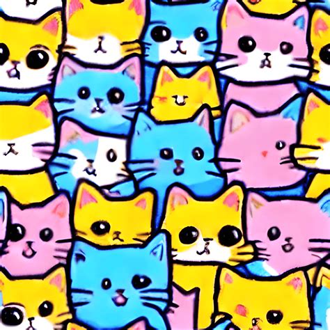 Cats Kawaii Chibi Cartoon Pattern · Creative Fabrica