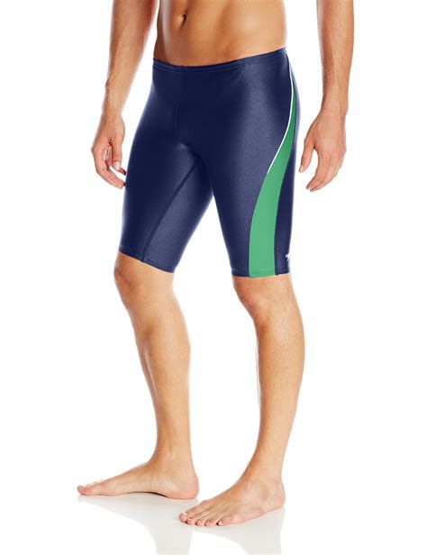 Speedo Men S Xtra Life Lycra Taper Splice Jammer Swimsuit Green Blue 30 Fitted Swim Short